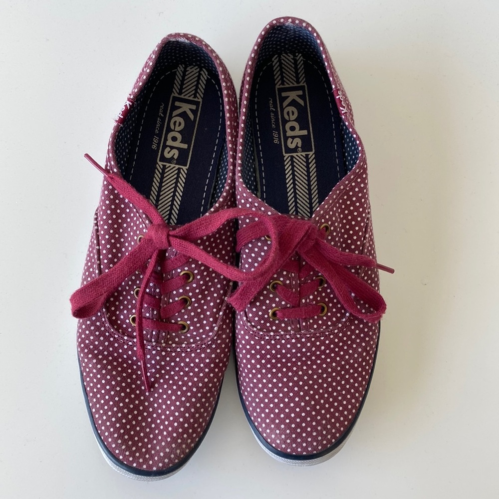 Maroon Polka Dot Keds | Size 7.5